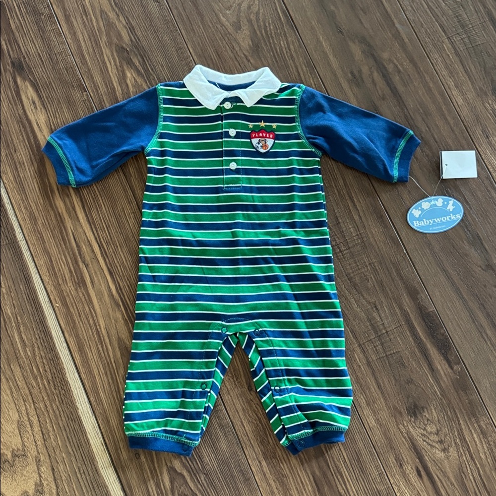 Striped Baby Onesie with Collar